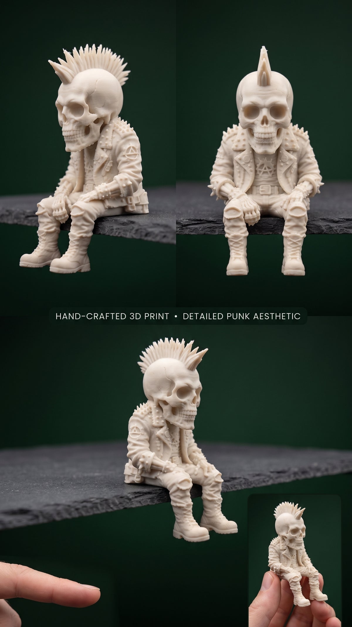 Punk Biker Skeleton Figurine