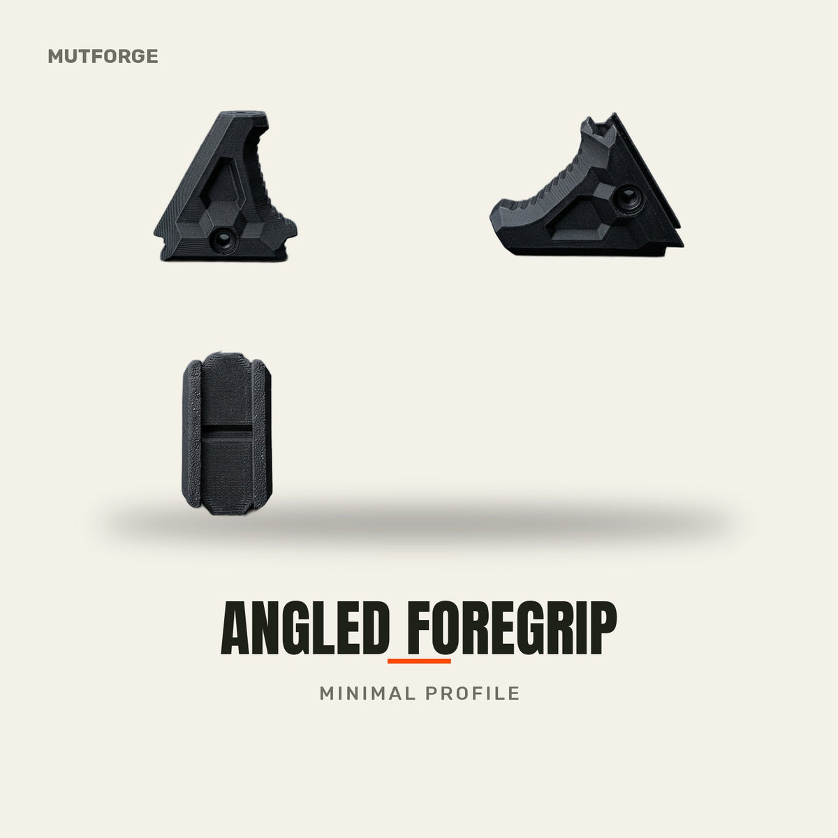Tactical angled fore-grip, minimal - 3D-printed by MUTFORGE