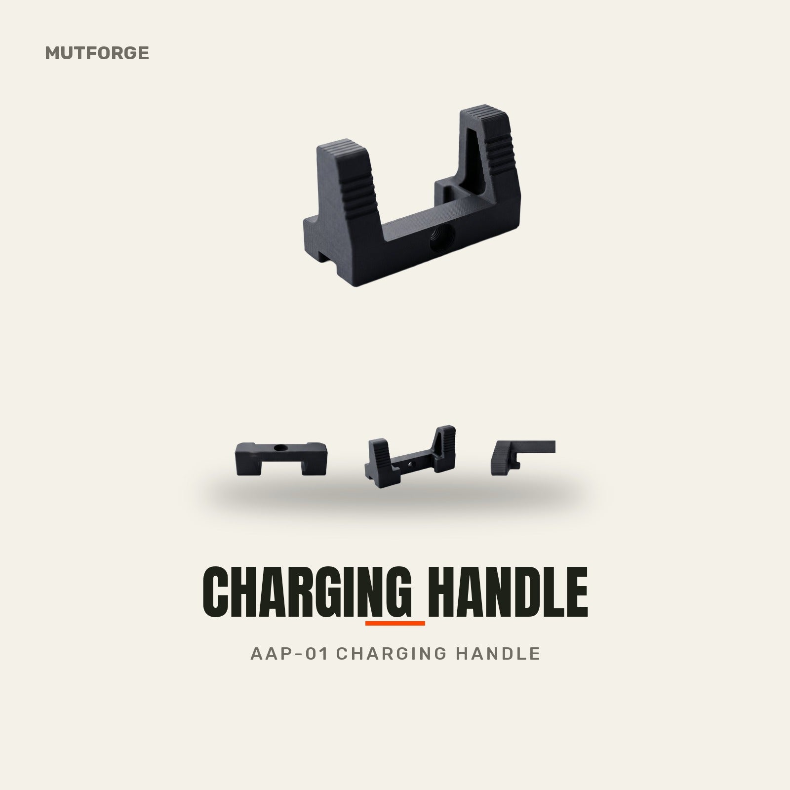 AAP-01 custom charging handle - 3D-printed by MUTFORGE