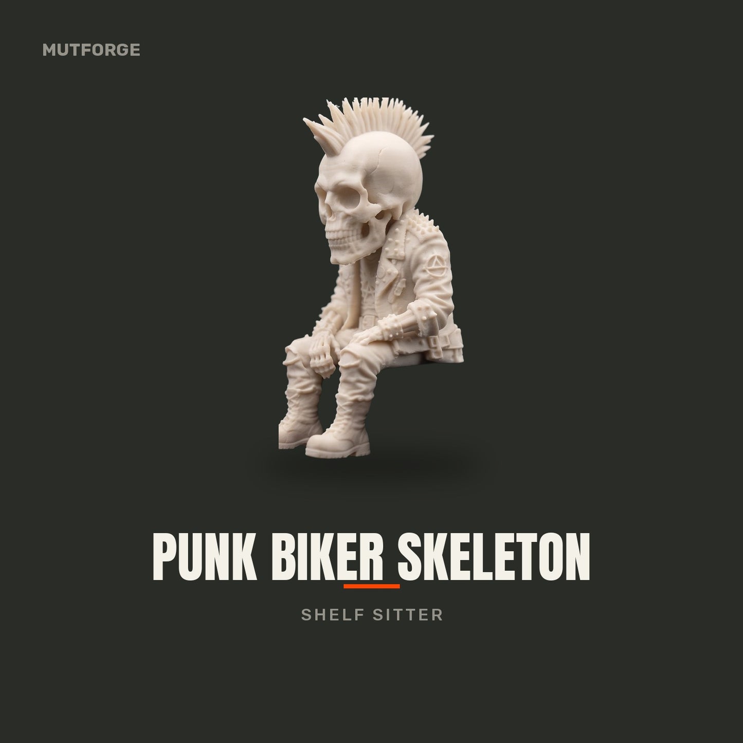 Punk biker skeleton figurine - 3D-printed by MUTFORGE