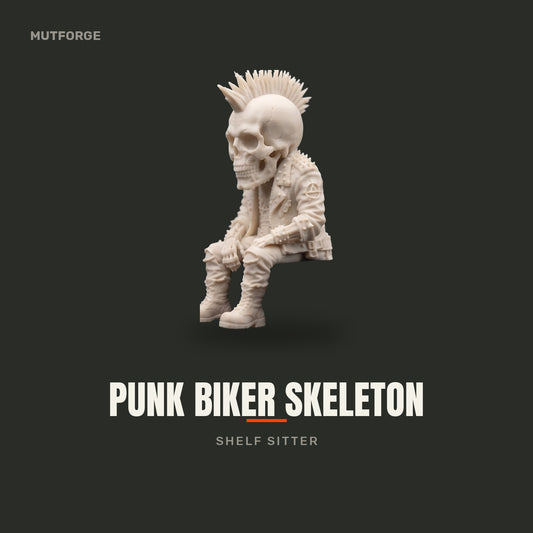 Punk biker skeleton figurine - 3D-printed by MUTFORGE