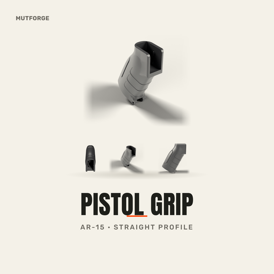 Straight pistol grip for M4/AR-pattern airsoft, 3D printed by MUTFORGE