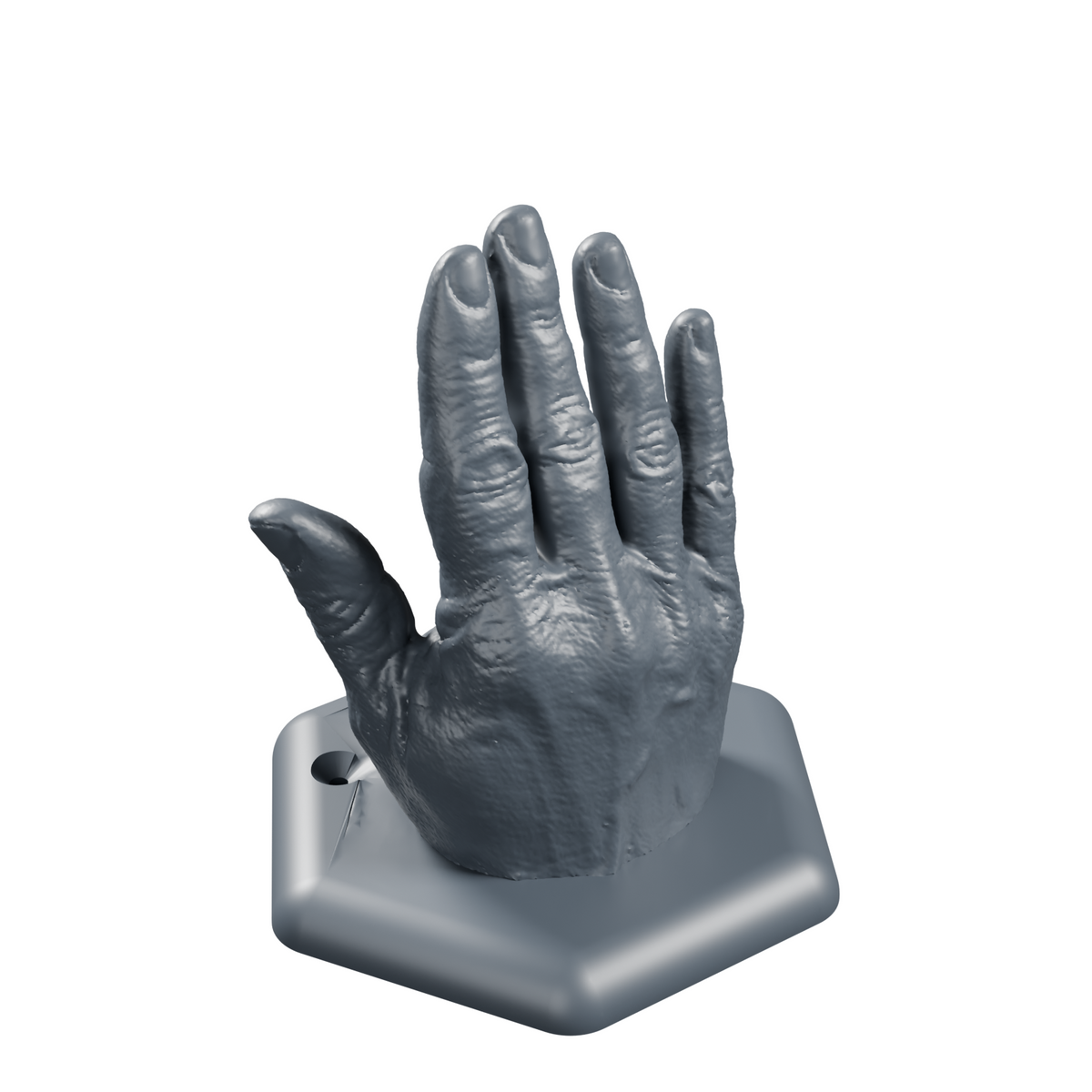 Hand coat hook, angled view