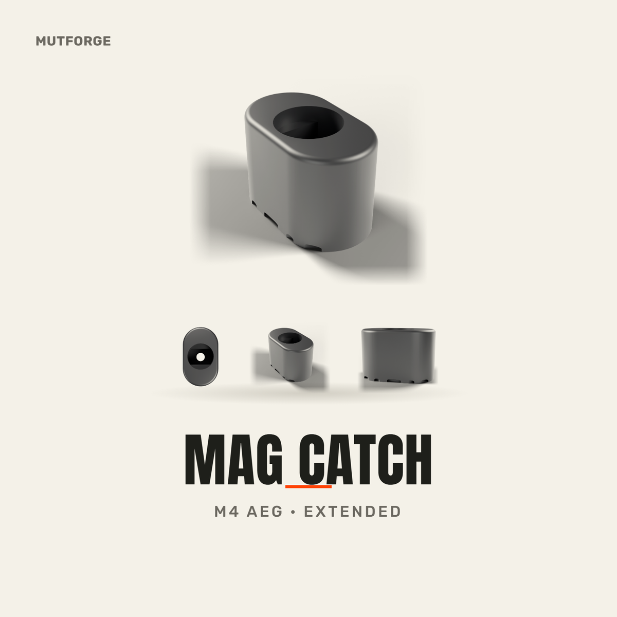 M4 Extended Mag Catch, 3D printed by MUTFORGE