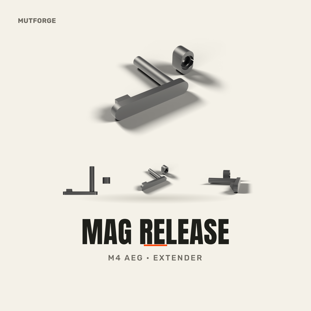 M4 Mag Release Extender, 3D printed by MUTFORGE