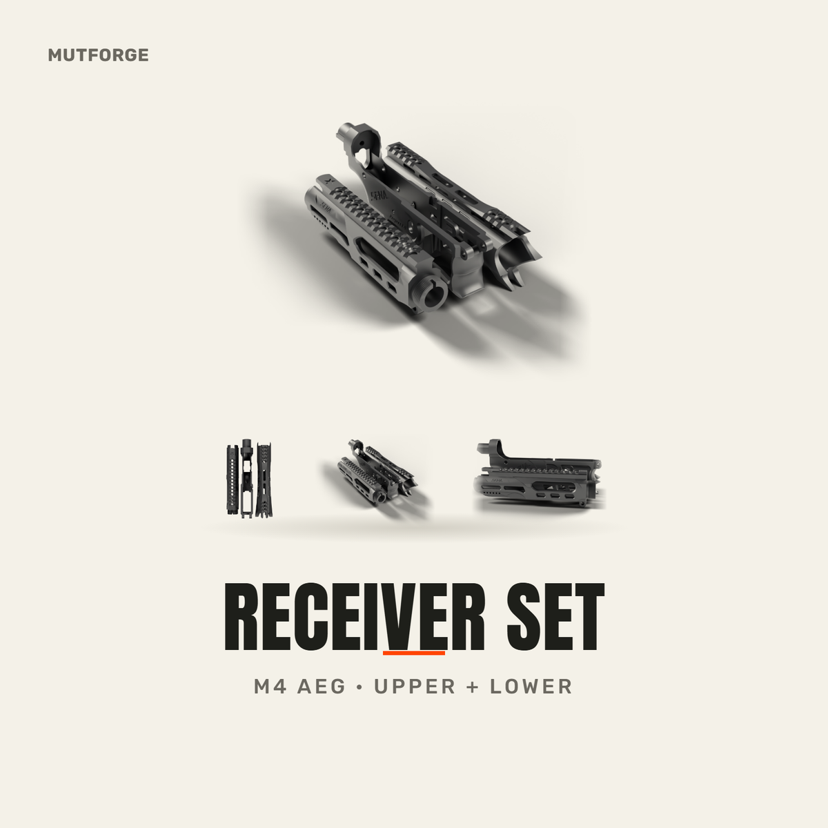 M4/M16 AEG Receiver Set, 3D printed by MUTFORGE