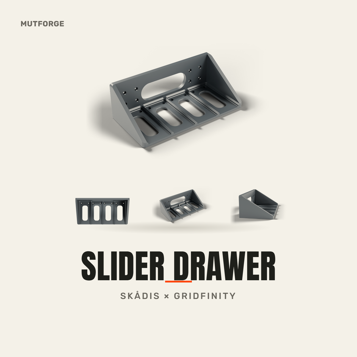 SKÅDIS Gridfinity Slider Drawer, 3D printed by MUTFORGE