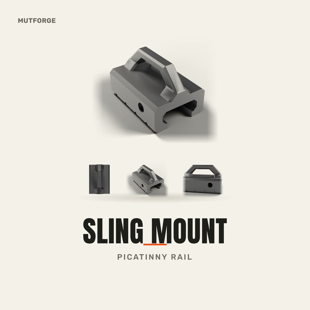 Picatinny sling mount for airsoft, 3D printed by MUTFORGE