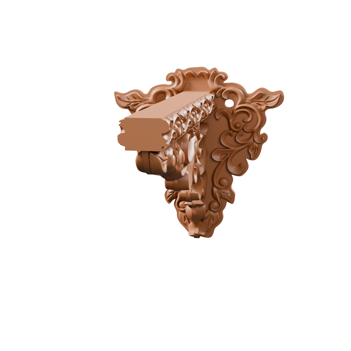 Vintage baroque plant hook, side profile